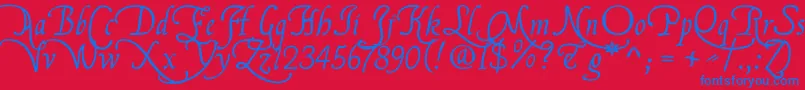 Flbrsa1-Schriftart – Blaue Schriften auf rotem Hintergrund