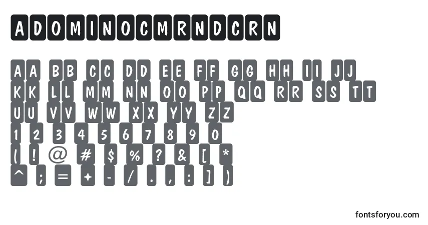 Schriftart ADominocmrndcrn – Alphabet, Zahlen, spezielle Symbole