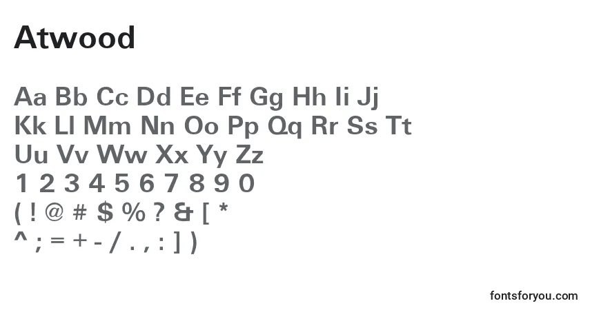 Schriftart Atwood – Alphabet, Zahlen, spezielle Symbole