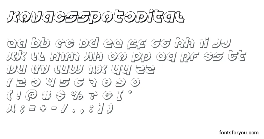 Czcionka Kovacsspot3Dital – alfabet, cyfry, specjalne znaki