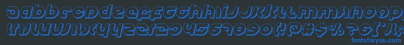 フォントKovacsspot3Dital – 黒い背景に青い文字