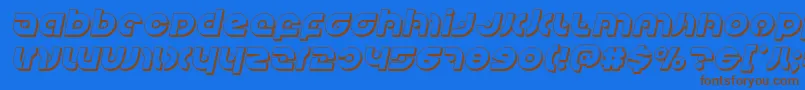 フォントKovacsspot3Dital – 茶色の文字が青い背景にあります。