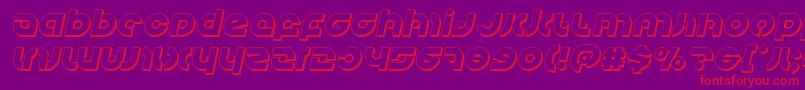 Kovacsspot3Dital-Schriftart – Rote Schriften auf violettem Hintergrund