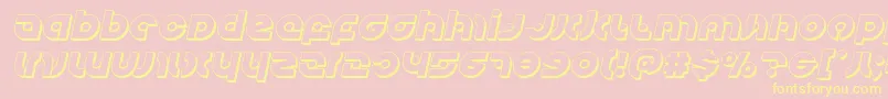 Kovacsspot3Dital-Schriftart – Gelbe Schriften auf rosa Hintergrund