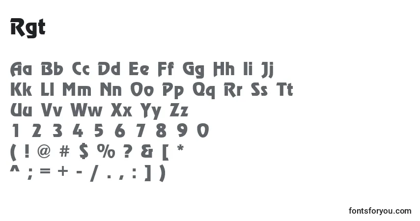 A fonte Rgt – alfabeto, números, caracteres especiais