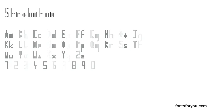 Schriftart Stribaton – Alphabet, Zahlen, spezielle Symbole