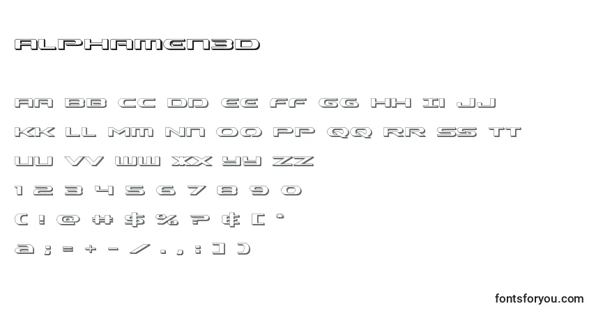 A fonte Alphamen3D – alfabeto, números, caracteres especiais