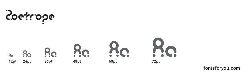 Размеры шрифта Zoetrope