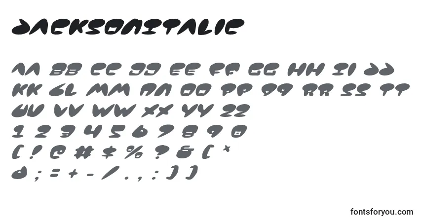 JacksonItalic-fontti – aakkoset, numerot, erikoismerkit