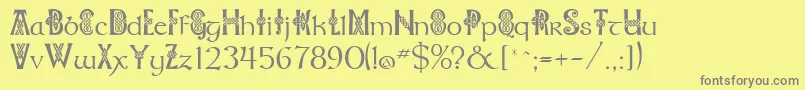 Fonte Celtknot – fontes cinzas em um fundo amarelo