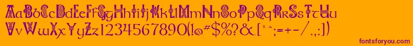 Celtknot-Schriftart – Violette Schriften auf orangefarbenem Hintergrund