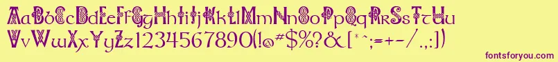 Celtknot Font – Purple Fonts on Yellow Background
