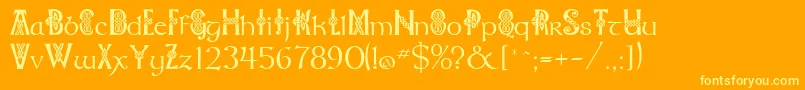 Celtknot-Schriftart – Gelbe Schriften auf orangefarbenem Hintergrund