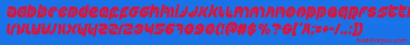 Kovacsspotcondital-Schriftart – Rote Schriften auf blauem Hintergrund