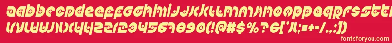 Kovacsspotcondital-Schriftart – Gelbe Schriften auf rotem Hintergrund