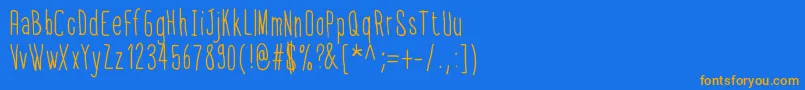 フォントThinfont – オレンジ色の文字が青い背景にあります。