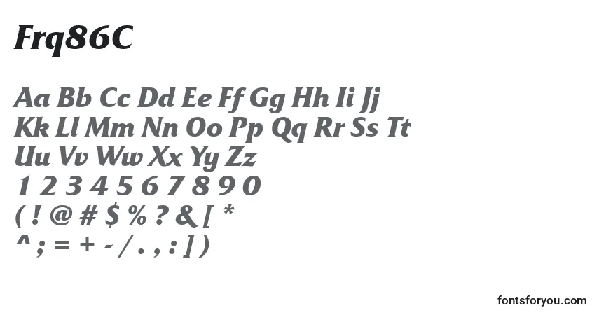 A fonte Frq86C – alfabeto, números, caracteres especiais