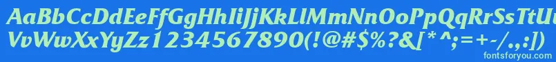 Шрифт Frq86C – зелёные шрифты на синем фоне