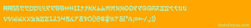 YamaMotoCondensed Font – Green Fonts on Orange Background