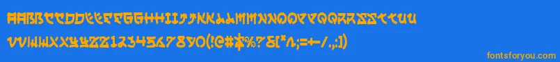 YamaMotoCondensed Font – Orange Fonts on Blue Background
