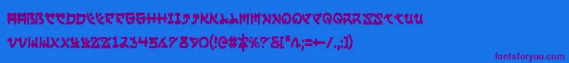 Fonte YamaMotoCondensed – fontes roxas em um fundo azul