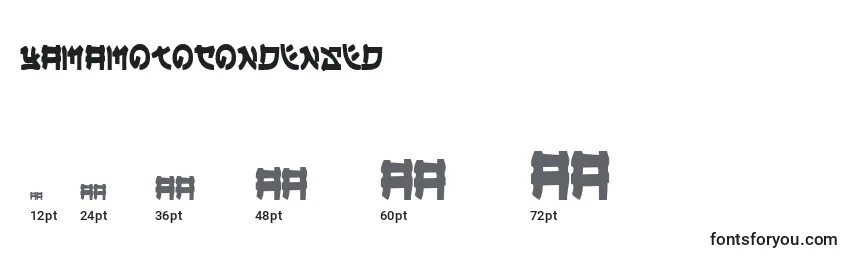 Размеры шрифта YamaMotoCondensed