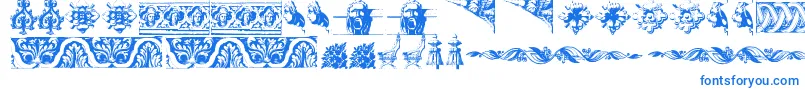 OldOrnaments-Schriftart – Blaue Schriften auf weißem Hintergrund