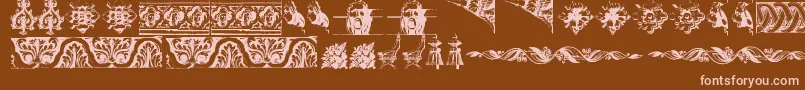 Weitere Informationen zur OldOrnaments-Schriftart OldOrnaments-Schriftart – Rosa Schriften auf braunem Hintergrund