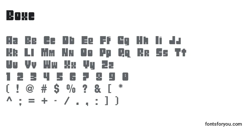 A fonte Boxc – alfabeto, números, caracteres especiais