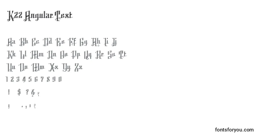 A fonte K22AngularText (65373) – alfabeto, números, caracteres especiais