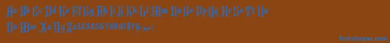 Czcionka K22AngularText – niebieskie czcionki na brązowym tle