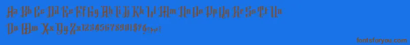 K22AngularText-fontti – ruskeat fontit sinisellä taustalla