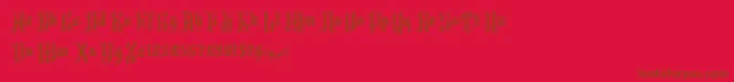 K22AngularText-fontti – ruskeat fontit punaisella taustalla