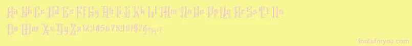 フォントK22AngularText – ピンクのフォント、黄色の背景