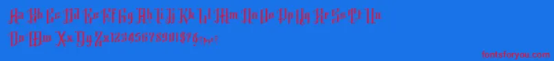 K22AngularText-fontti – punaiset fontit sinisellä taustalla