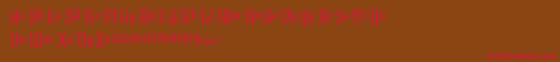 K22AngularText-fontti – punaiset fontit ruskealla taustalla
