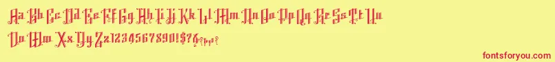 K22AngularText-Schriftart – Rote Schriften auf gelbem Hintergrund