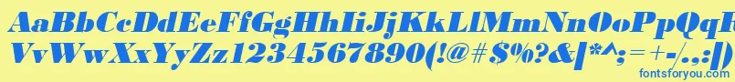 UrwbodonidextbolOblique Font – Blue Fonts on Yellow Background