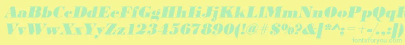 UrwbodonidextbolOblique Font – Green Fonts on Yellow Background