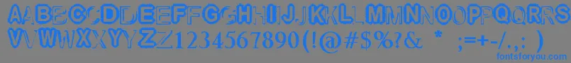 フォントRaslaniUndSoWeiter – 灰色の背景に青い文字