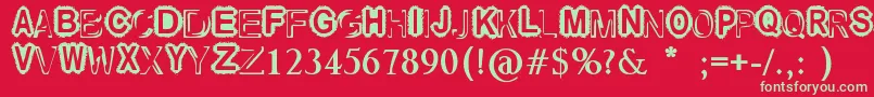 フォントRaslaniUndSoWeiter – 赤い背景に緑の文字