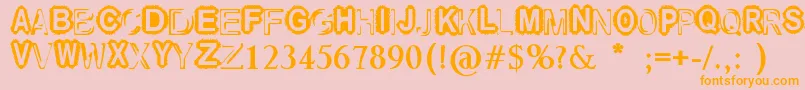 フォントRaslaniUndSoWeiter – オレンジの文字がピンクの背景にあります。
