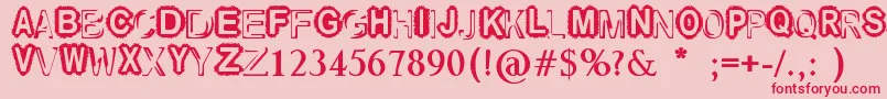RaslaniUndSoWeiter-Schriftart – Rote Schriften auf rosa Hintergrund