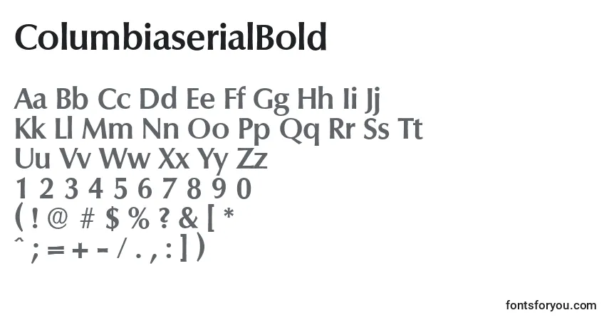 ColumbiaserialBoldフォント–アルファベット、数字、特殊文字
