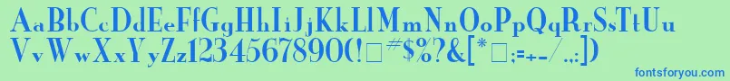 Fonte YankeeNormal – fontes azuis em um fundo verde