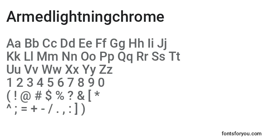 Шрифт Armedlightningchrome – алфавит, цифры, специальные символы