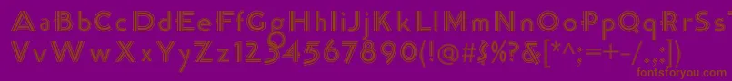 K22TriLineGothic-Schriftart – Braune Schriften auf violettem Hintergrund