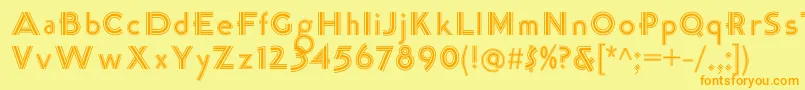 K22TriLineGothic-Schriftart – Orangefarbene Schriften auf gelbem Hintergrund