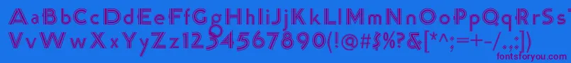 K22TriLineGothic Font – Purple Fonts on Blue Background