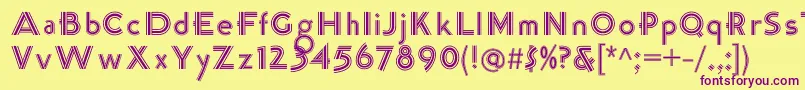 K22TriLineGothic Font – Purple Fonts on Yellow Background